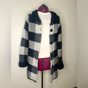 Maryline women’s Italian plaid button up cardigan size small wool, mohair blend
